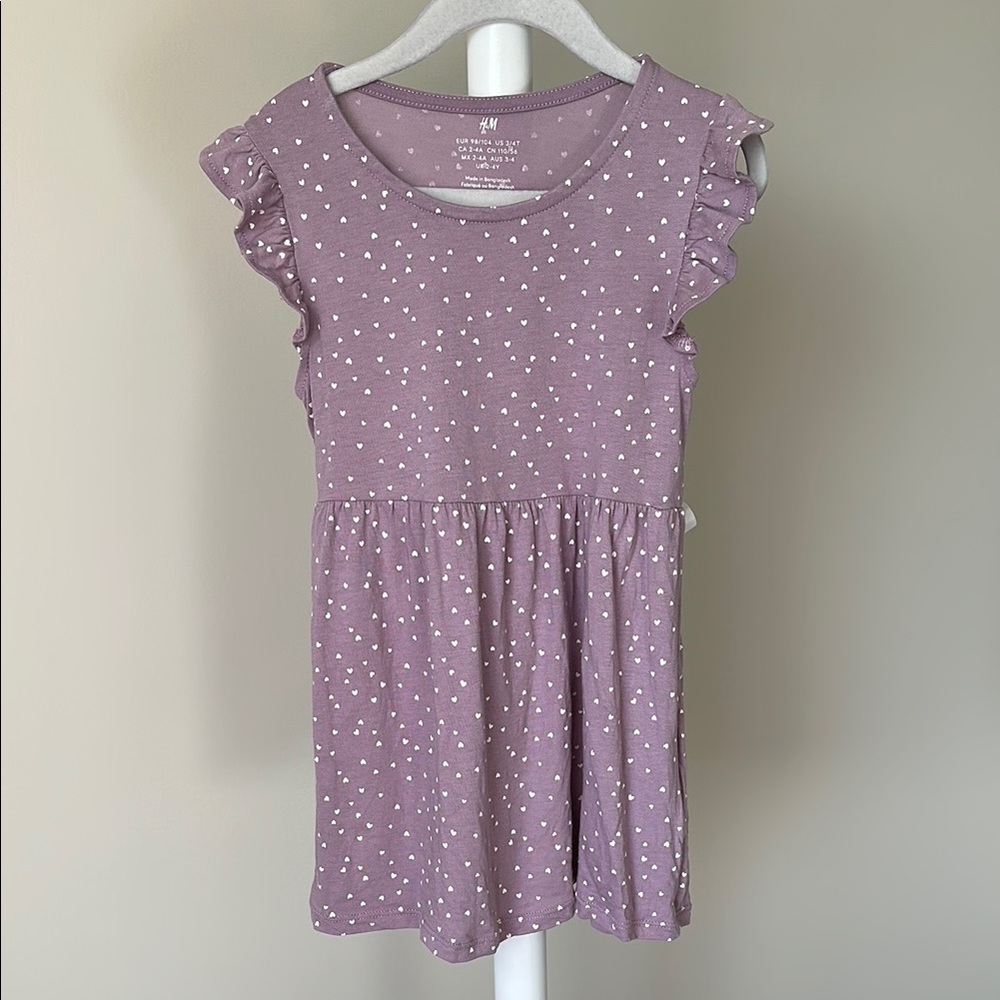 H&M Ruffle Dress with Hearts 3/4T